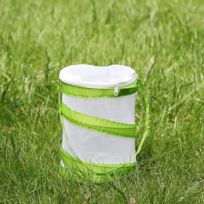 Insect Lore Butterfly Garden Habitat Foldable Washable and Reusable Butterfly Cage 6.3" x 7.9" Tall(Green-A, Small)