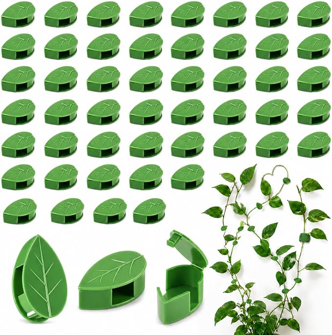 RAINFLOW 90 Pcs Plant Wall Clips - Plant Climbing Wall Fixture Clips with 108 Adhesive Sticker, Fixer Invisible Vines Fixing Clip for Pothos Vine Climber Support, Indoor Outdoor Decoration