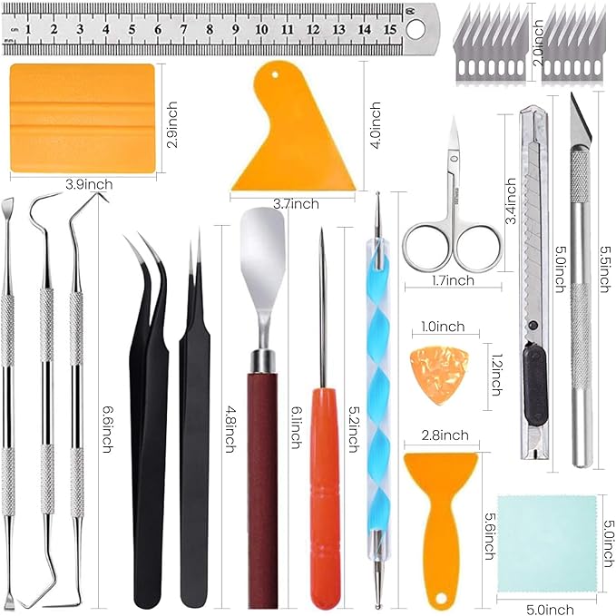 SHARKOOO 35 PCS Weeding Tools for Vinyl, Precision Craft Tools Set for Weeding Vinyl, Scrapbook Supplies Includes All Basics for Weeding, Scrapbooking, DIY Art