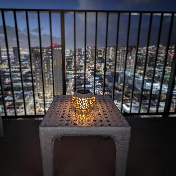 Solar Table Lanterns Outdoor Waterproof - LED Lamp White Metal Table Lights -Solar Powered Decorative Lantern for Desk Patio Garden Pathway Yard