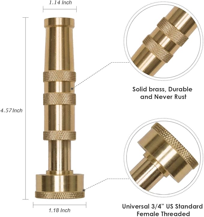 BEAULIFE 50 ft Metal Garden Hose, Solid Brass Fittings, 304 Stainless Steel Heavy Duty, No-Leak & Kink Free, Brass Garden Hose Nozzle Flexible for Yard, RV, Pet Bath, Outdoor Garden