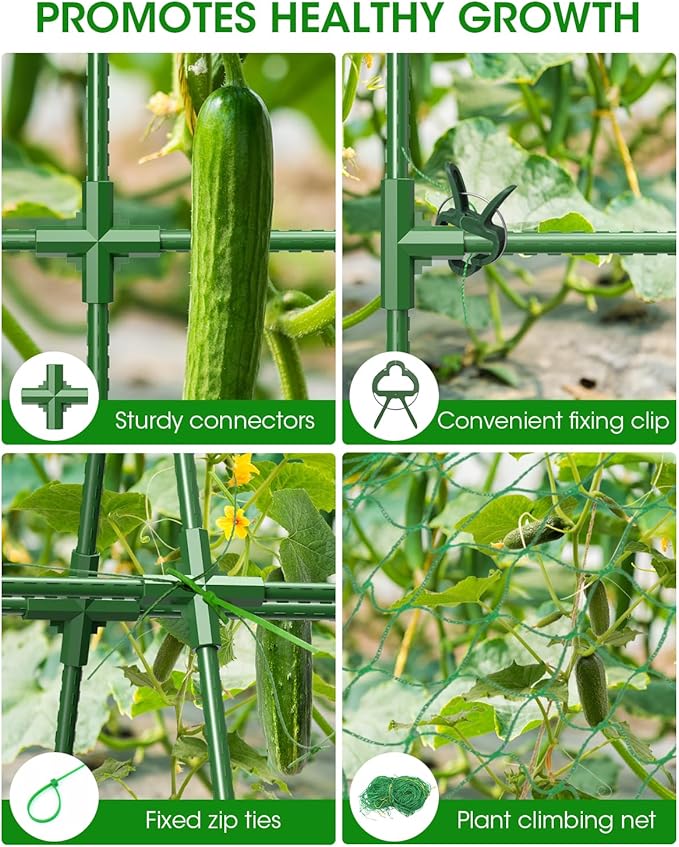 MYMULIKE 4 Pack Cucumber Trellis, Garden Trellis for Climbing Plants Outdoor, A-Frame Cucumber Trellis for Raised Bed, Plant Grow Support for Tomato, Squash, Vegetable, Flower(33"x47"x4Pcs)