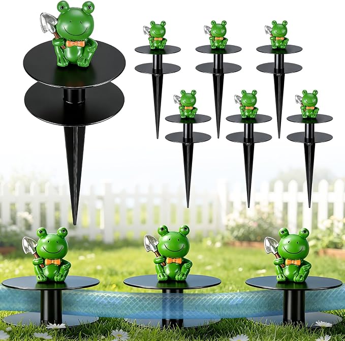 6 Pcs Frog Garden Hose Guide Stakes, 8.7" Heavy Duty Cast Iron Hose Guide for Garden, Metal Water Hose Guide, Rustproof Decorative Hose Guides for Outside Flower Beds, Lawn & Plant Protection