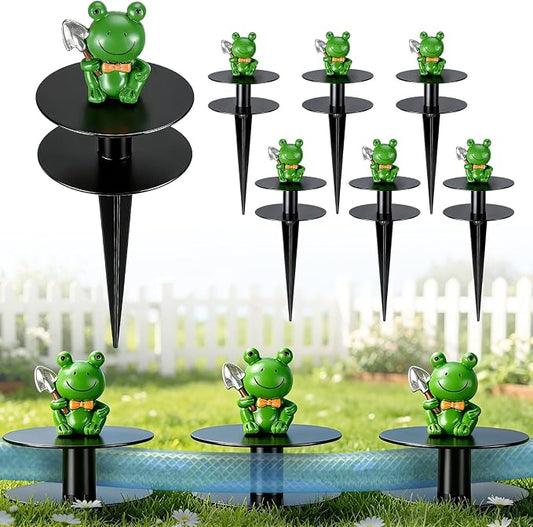 6 Pcs Frog Garden Hose Guide Stakes, 8.7" Heavy Duty Cast Iron Hose Guide for Garden, Metal Water Hose Guide, Rustproof Decorative Hose Guides for Outside Flower Beds, Lawn & Plant Protection