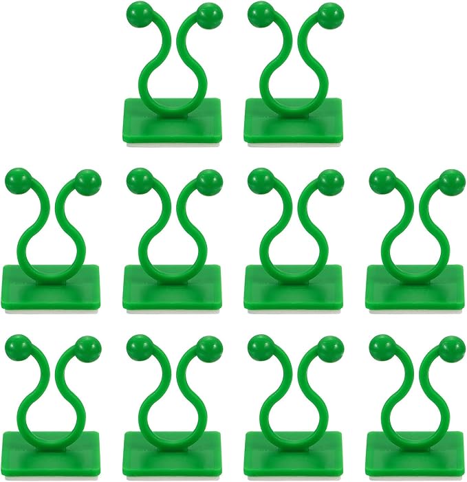 uxcell 100Pcs Plant Climbing Wall Fixture Clips, Plant Fixer Self-Adhesive Hooks Wire Fixing Supporting for Indoor Outdoor Decoration and Cable Wire Fixing (Green, 9.5mm/0.37")