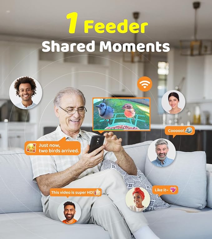 HIXX Smart Bird Feeder with Camera, AI Identify Birds & Auto Capture, 2K HD Live Camera Birdwatching with Color Night Vision for Bird Lovers Gifts (Blue)
