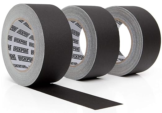 Lockport Black Gaffers Tape 2 inch x 30 Yards - 3 Pack Pro Black Gaff Tape - No Residue, Water Resistant, Non-Reflective, Easy Tear - Photography, Filming, Stage, Production - Back to School Supplies