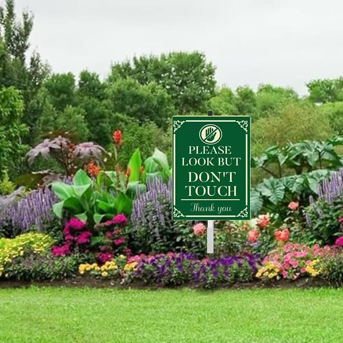 Please Look but Don't Touch yard Sign With Stake,Protecting Fruits Yard Sign,Garden Sign With Stake Garden Farm Decor Fence Yard Outdoor For Private property(8x12in)
