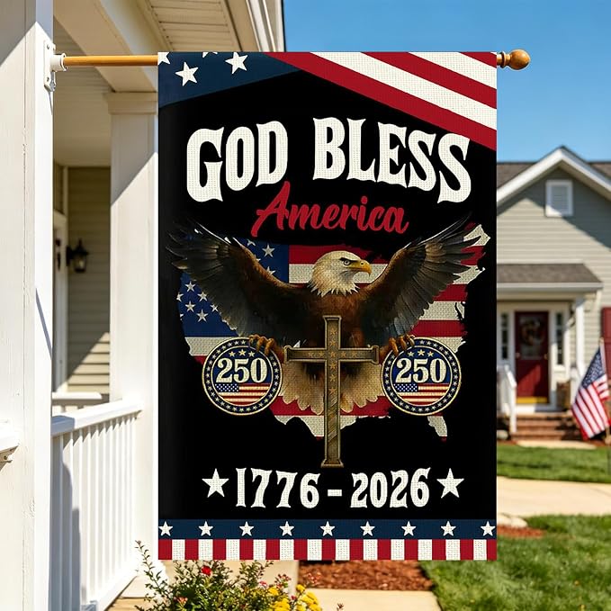 250 Anniversary Usa Garden Flags for Outside, 250 Anniversary USA Flag 1776-2026 God Bless America Commemorative Patriotic Banner with Eagle Design Yard Sign 4th of July Decorations Double-Sided Waterproof 250 Year American Flag 28x40 Inch