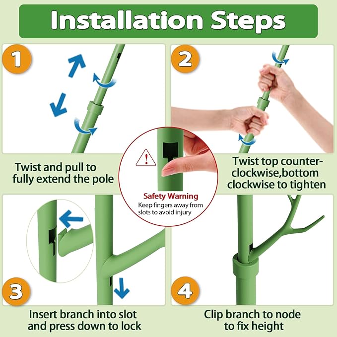 Telescoping Monstera Plant Support Stakes,17.3IN to 43.3IN Detachable Branch Plant Sticks Support Tall for Indoor Outdoor Climbing Plants,Adjustable Length Plant Accessories for Potted Plant-2 Pack