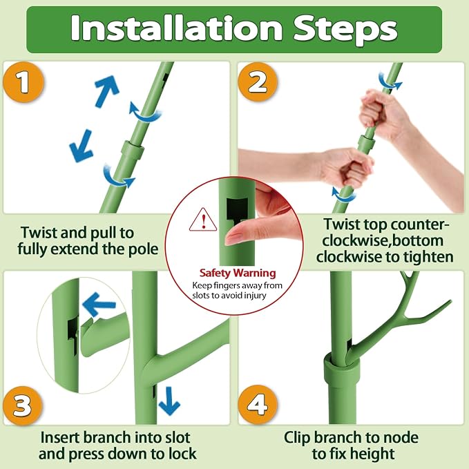 Telescoping Monstera Plant Support Stakes,17.3IN to 43.3IN Detachable Branch Plant Sticks Support Tall for Indoor Outdoor Climbing Plants,Adjustable Length Plant Accessories for Potted Plant-4 Pack