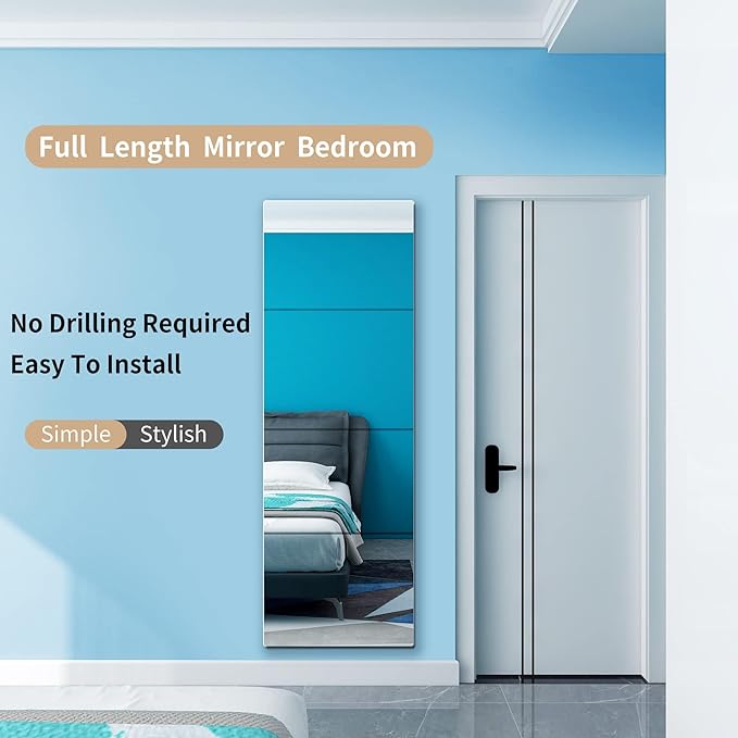 quegau Full Length Mirror for Kids Safety Shatterproof Mirror,Plastic Wall Mirrors,Made of Acrylic Plexiglass Mirrors,4 Pcs 10"x10",Long Bedroom Door Closet Miroir,Workout for Home Gym Body Miroir