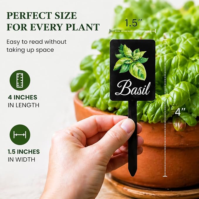 12Pcs Herb Garden Signs - 12 Styles Plant Labels for Outdoor Acrylic Markers - Waterproof Reusable Stakes Tags With Names for Vegetables Indoor Outdoor Decoration