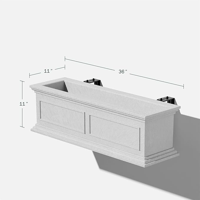 Veradek Brixton Series Plastic Railing Planter - Rectangular Planter for Outdoor Deck/Balcony | Crack-Resistant with Adjustable Rail Attachment | Classic Estate Design for Herbs, Succulents, Flowers