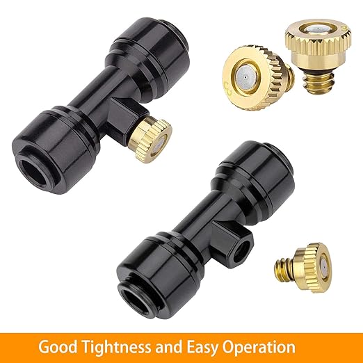 Misting Cooling System 32.8ft(10M) Misting Line + 10 Brass Mist Nozzles + a Faucet Connector (3/4") Fan Misting Kit Outdoor Mister for Patio Garden Greenhouse Trampoline for waterpark