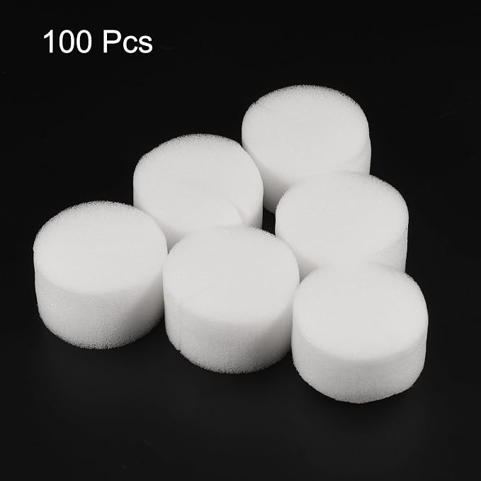 MECCANIXITY 100pcs Hydroponic Sponges, 1.97" Growing Media Cylindrical Sponges for Home Vegetable Flower Planting, White