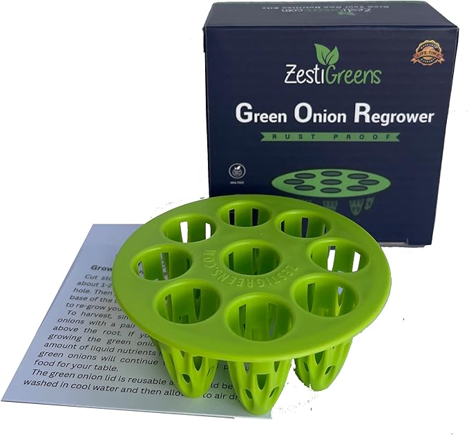 ZESTIGREENS Easiest Green Onion Regrower. Includes Ergonically Designed Lid & Instructions for Beginners with This Cool Kitchen Regrower