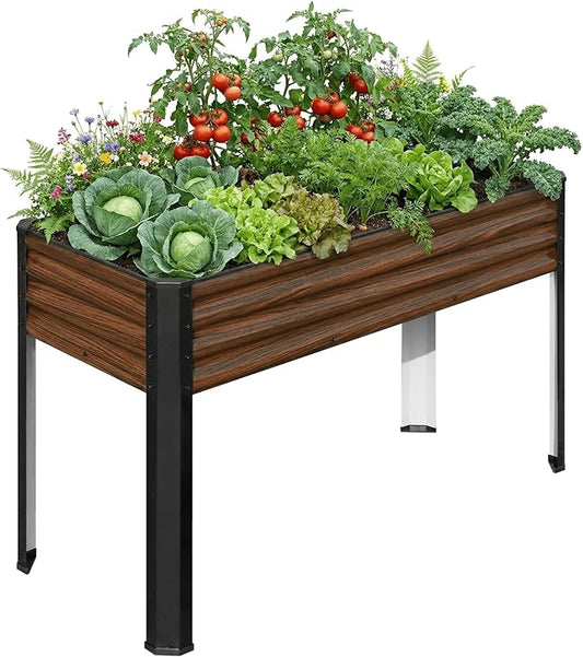 SnugNiture Raised Garden Bed with Legs, 48×18×32in Outdoor Metal Elevated Raised Planter Box for Backyard, Patio, Balcony