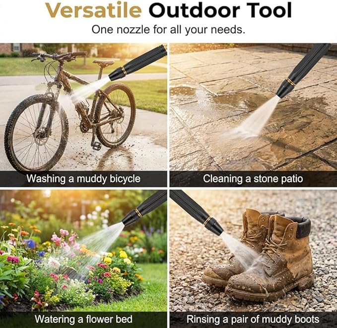 High Pressure Power Washer Nozzle with Connector Set,Direct spray gun,Power Jet Water with Three Spray Modes, Multi Function Watering Sprayer for Cleaning Yard Pets Car