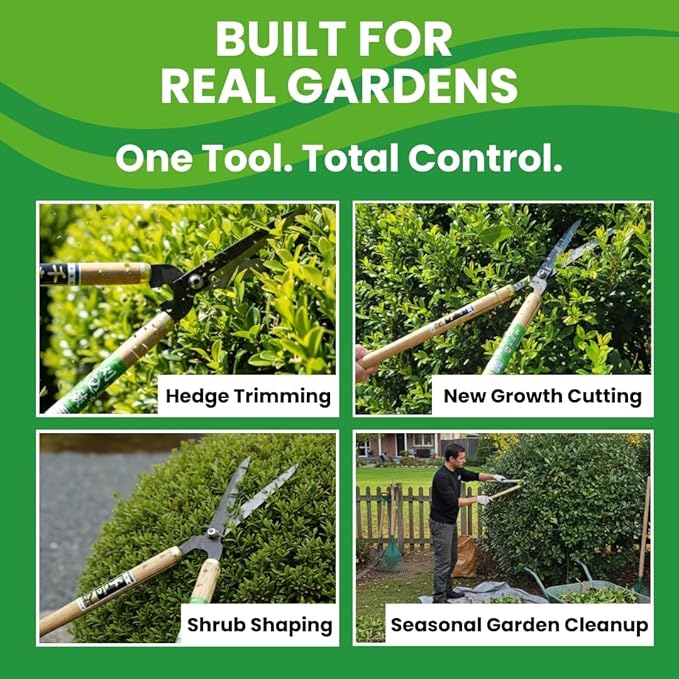 Fujiwara Japanese Hedge Shears 27.2 in (690 mm), Forged Garden Clippers with White Oak Handles, Precision Trimming Shears for Hedges, Shrubs & Landscaping - forest Originals