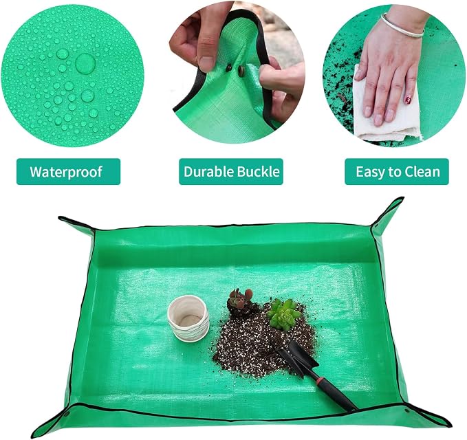 FANTIAN Repotting Mat for Indoor Plants, 29.5" X 39.4" Waterproof Succulent Potting Mat, Foldable Reusable Soil Change Mat Gardening Planting Mat - Gifts for Plant Lovers
