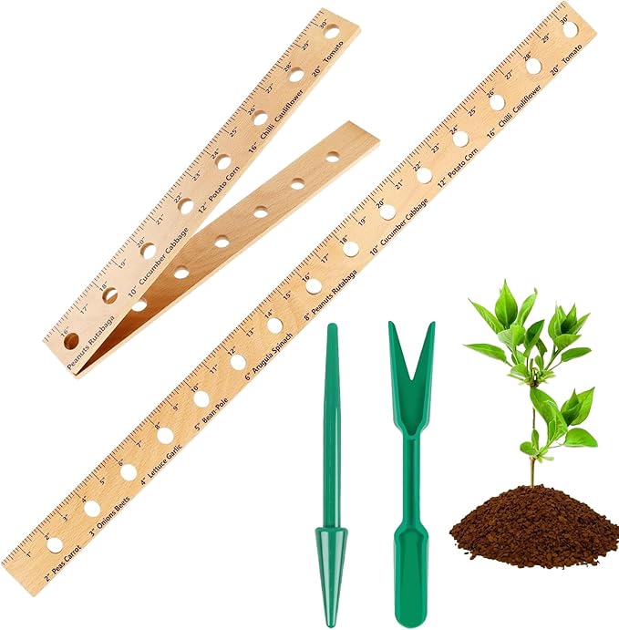 Seed Spacer Seed Planting Tool, Planting Spacing Ruler for Garden, Foldable Wooden Plant Spacer Planter Tool with Holes Spacing