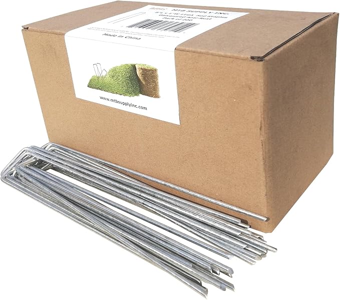 200 Pack 8 Inch 11GA(0.12inch) Landscape Staples Garden Stakes Fence Netting Pins Ground Spikes Sod Cover Fabric Pegs Anti-Rust Galvanized