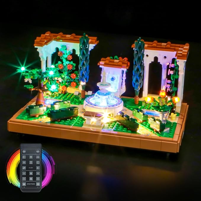 BrickBling Light Compatible with Lego Icons Fountain Garden, LED Lighting Compatible with Lego 10359 (No Model Set) (RC Version Light)