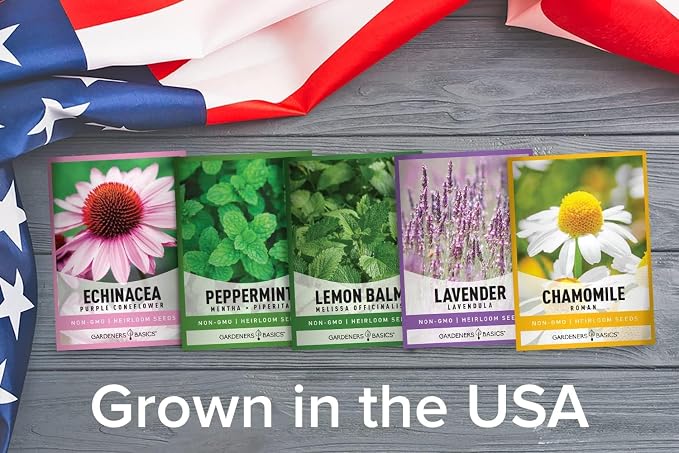 Herb Growing Kit Indoor for Hydroponics and Aquaponics- Includes Medicinal Lavender, Chamomile, Lemon Balm, Peppermint and Echinacea Heirloom Garden Seeds, Grow Seedpods Domes