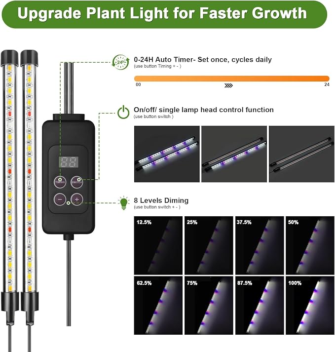 60-Cell Self-Watering Seed Starter Tray with Grow Light, Indoor Seed Starting Kit Trays with Heat Mat, Adjustable Brightness Plant Germination Trays Growing Kit with 4.13" Humidity Dome for Seeds Grow