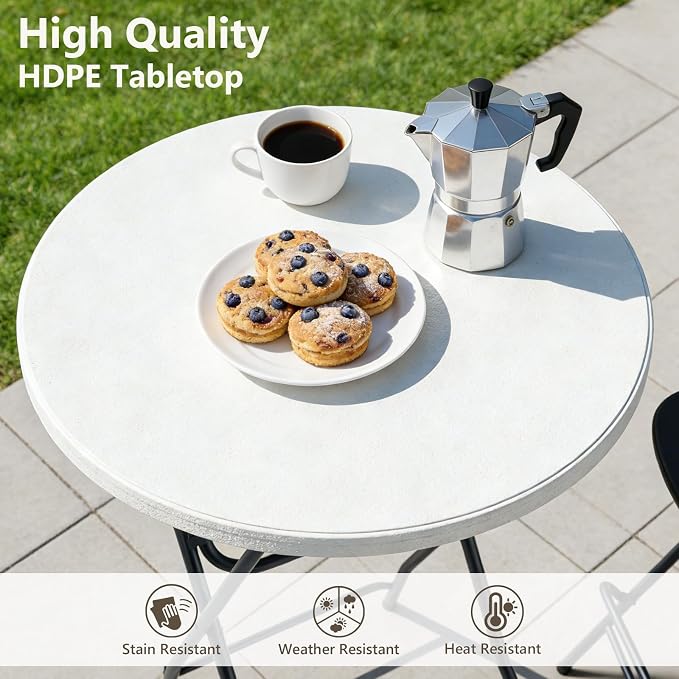 Folding Table, 32 Inch Foldable Cocktail Bar, High Top Round Folding Tables No Assembly, Portable Bistro & Commercial Furniture for Wedding, Banquet, Party, Indoor Outdoor Use
