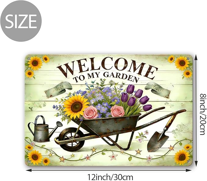 Funny Garden Signs, Vintage Garden Gift, Garden Decor for Outside, Welcome to My Garden Sign, Weatherproof Aluminum Outdoor Decor for Patio Yard Greenhouse Home, Wall Decor 8x12 Inch