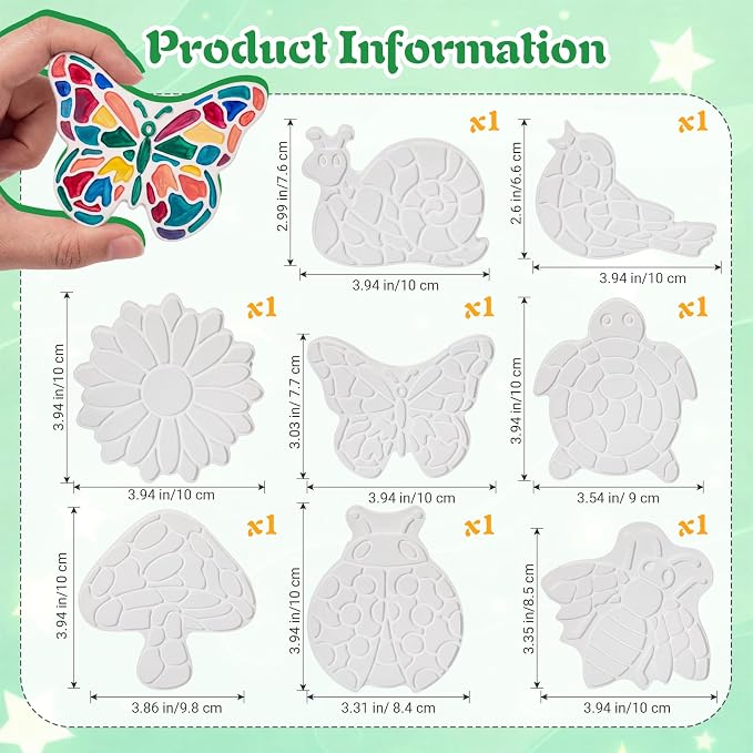 Lewtemi 8 Pcs Paint Your Own Stepping Stones for Craft, DIY Plaster Stepping Stones Garden Decor Painting Art Set for Art Class, Summer Activities & Home Decor (Assorted Design)