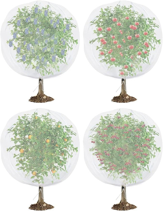 Bird Netting for Garden Protection - 4 Pack Garden Netting Pest Barrier with Drawstring,Mosquito Net Tomato Protective Cover Garden Plant Netting for Blueberry Bushes (5.3Ft x 7.7Ft/4Pack)