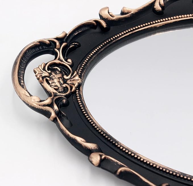 Eaoundm 14.5 x 10 inchs Smallest Oval Antique Decorative Wall Mirror Vintage Hanging Mirror Brown
