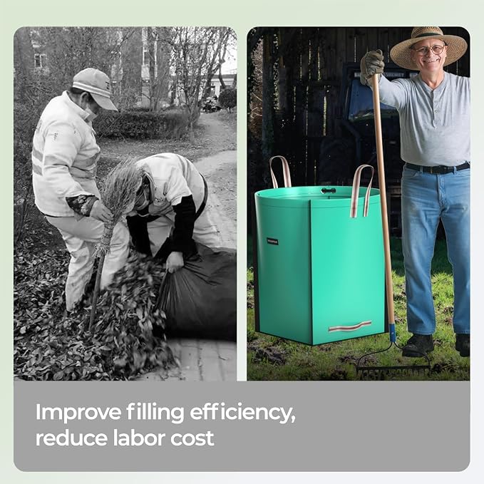 Extra Large Reusable Yard Waste Bag - Durable PE Standable Lawn Leaf Bag with 4 Reinforced Handles, Collapsible Portable Garden Container for Leaves, Yard Waste, Garden Debris, 90 Gallon