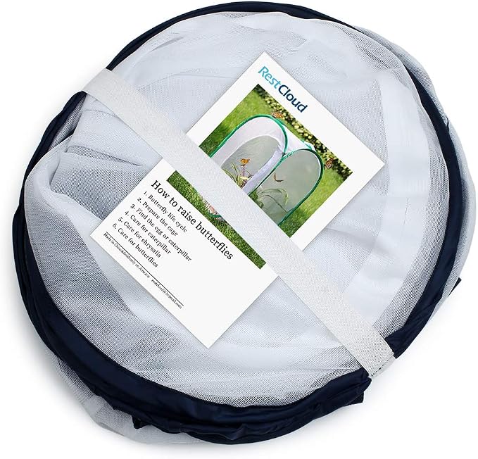 RESTCLOUD 36" Large Monarch Butterfly Habitat, Giant Collapsible Insect Mesh Cage Terrarium Pop-up 24 x 24 x 36 Inches