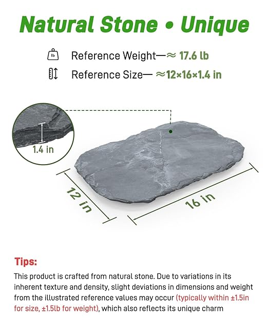 1 Pc Natural Stepping Stone Outdoor, Irregular Garden Stepping Stone, 12''×16'' Walkway Paving Stone for Lawn, Yard and Patio Landscaping Decor
