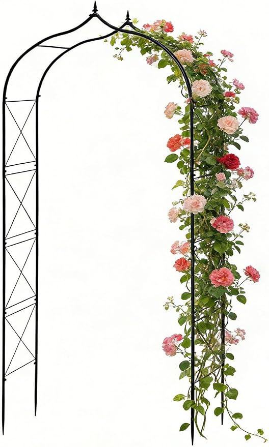 Metal Garden Arbors 8Ft Heavy Duty, Arch Trellis for Climbing Plants | Outdoor Arbor Thickened Metal Frame Trellises Grapes Rose Yard Entrance Wedding Arched Backdrop Stand Party Event Decoration