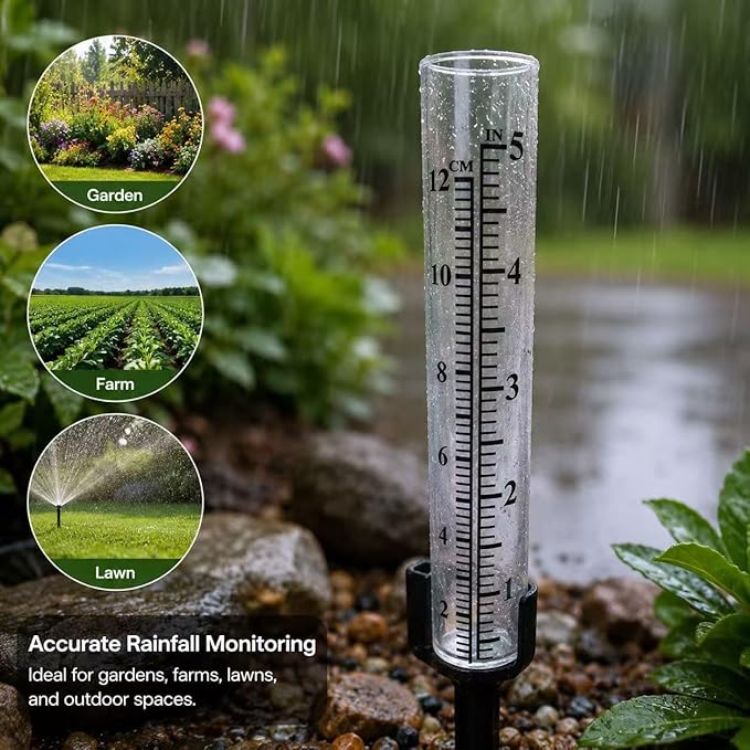 5" Rain Gauge Replacement Tube Glass for Outdoor Garden Yard Home, Best Rated 2 Pcs