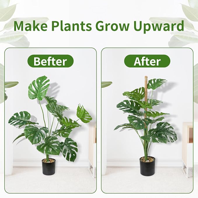 LveSunny 2 Pack Moss Pole for Monstera, Bendable 29" Coco Coir Plant Support with Rustproof Aluminum Core, Plant Support Stakes for Climbing Indoor Plants, Pothos, Philodendron