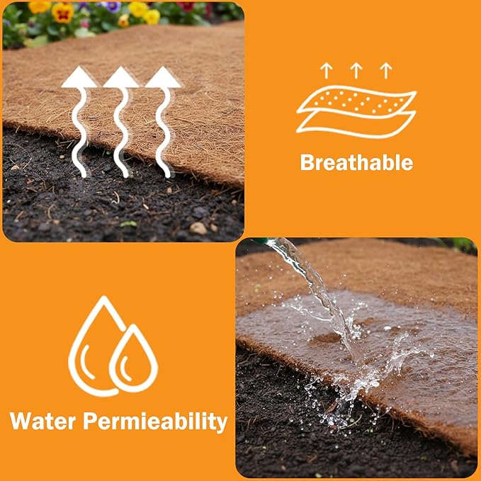 Coco Coir Mulch for Landscaping, 16 Inch Coconut Liners for Planters, 6 Pcs Coconut Fiber Tree Ring, Plant Covers from Animals,Dirt and Tree Protectors