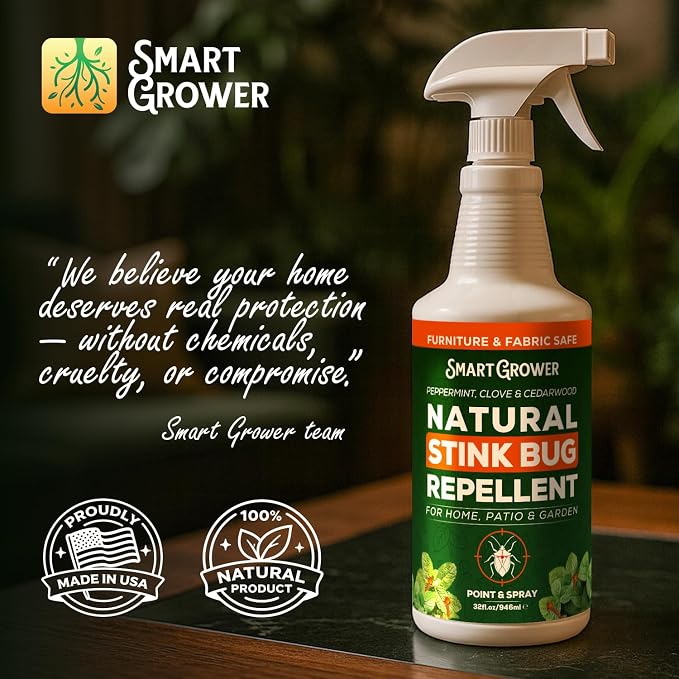 Natural Stink Bug Spray & Repellent for Indoor & Outdoor Use – Plant-Based Stink Bug Eliminator with Essential Oils, Stain-Free on Fabric, Pet & Family Friendly, 32 oz Ready-to-Use