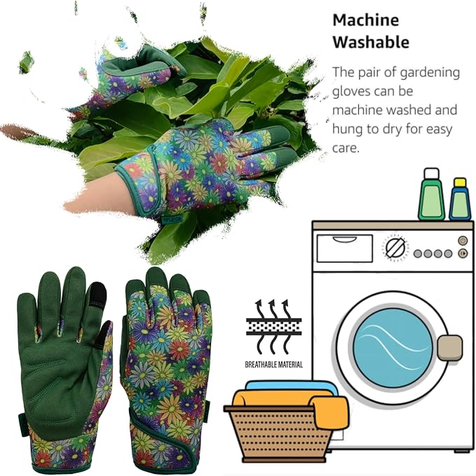 Gardening Gloves,Women Yard Work Garden Glove,Gifts | Thorn Proof,Puncture Resistant,Touchscreen,Gift,Leather,Spandex