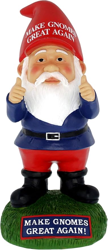 Gnometastic Make Gnomes Great Again Garden Gnome Statue, 9.5in - Indoor Outdoor Funny Garden Gnomes Decoration for Yard, Lawn Ornament, Patio and Home Decor