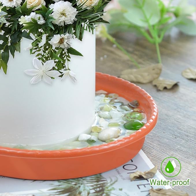 SupKing 9 Pack Plant Saucers (6 inch /8 inch /10 inch),Heavy Sturdy Plant Trays Pot Tray for Indoor Clear Plastic Flower Pot Saucers Thicker Plant Water Drip Trays for pots-Terracotta