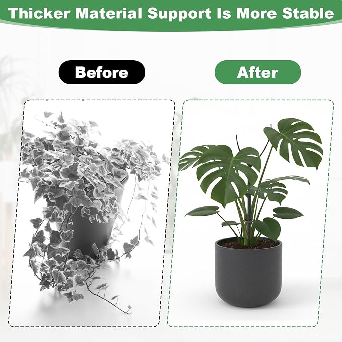 Nogeqi 6 Pack Stackable Plant Support Stakes, Plant Stem Support Sticks Structures Pole with Half Round Supporting Rings for Monstera Trellis Indoor Outdoor Garden Accessories
