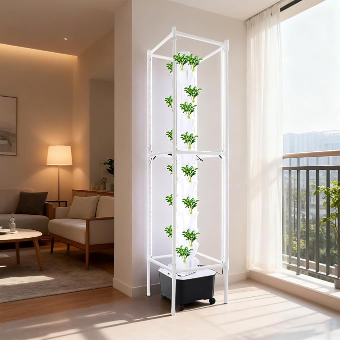 Hydroponics Growing System with LED Grow Lights, 70 Pods 14 Tiers Hydroponic Tower, Vertical Garden Planter with Water Pump & Timer, Hydroponic Germination Kit for Herbs, Fruits, Vegetables