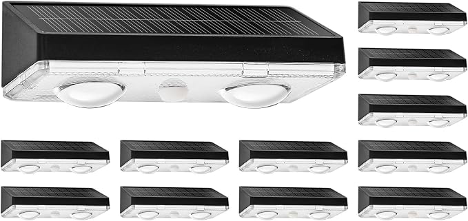 Solar Fence Lights Outdoor 12 Pack – IP65 Waterproof Wireless Solar Deck Lights with 9 Color Modes, 80 Lumen Bright LED for Fence, Backyard, Patio, Pool, Wall – 12+ Hour Runtime, No Wiring