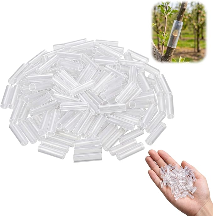 200Pcs Grafting Tape for Fruit Trees, Silicone Grafting Sleeves for Plant Grafting, Tree Grafting Supplies with 3-7.5mm Diameter , Professional Grafting Protection Tubes for Orchard and Garden Use